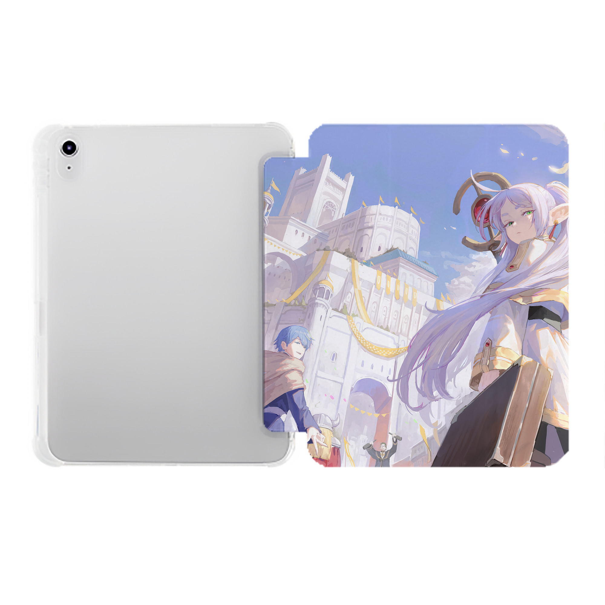 （画像用） 葬送のフリーレン Frieren IPad ケース ペン収納付き 三つ折りスタンド PUレザー×シリコン 対応機種9.5/10.5/10.9インチ